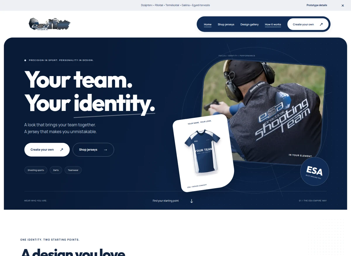 ESA Empire sportos weboldalterve