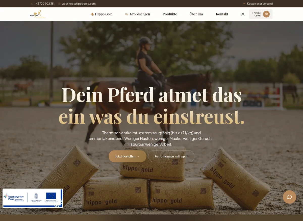 HippoGold weboldalának képernyőképe